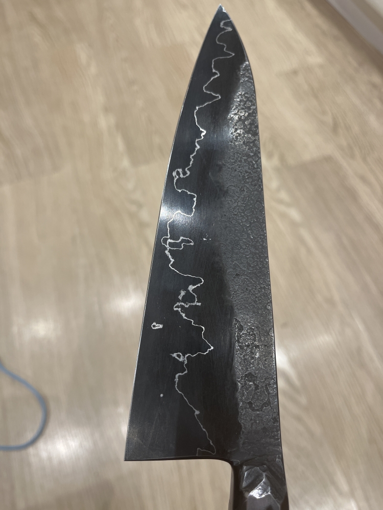 LESZEK SIKON 26C3 GYUTO 200MM Black iron etched nickel line