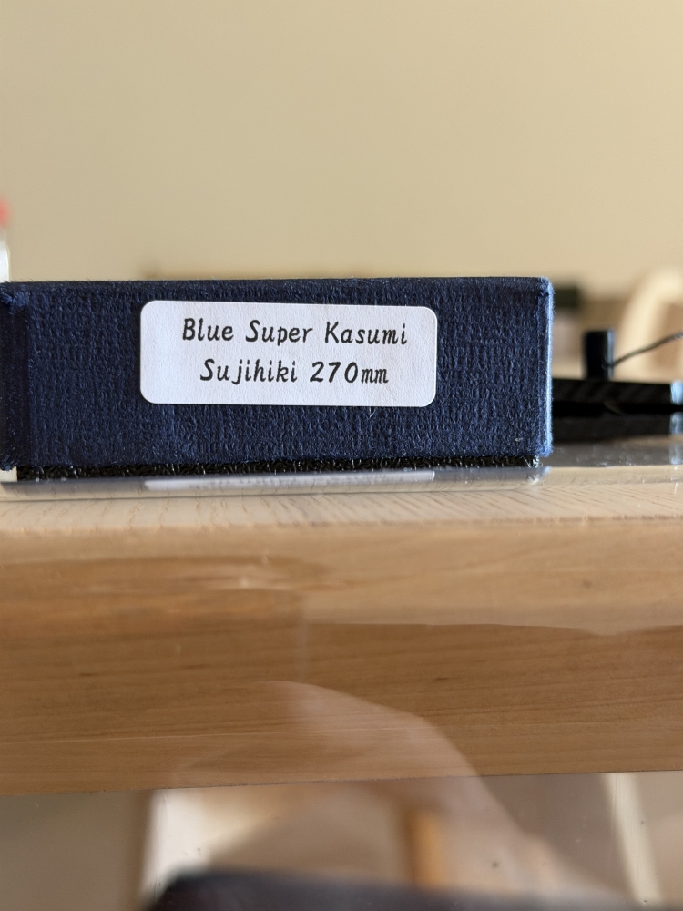 Sakai Kikumori Yoshikazu Tanaka Kasumi Aogami Super 270mm Sujihiki with premium handle