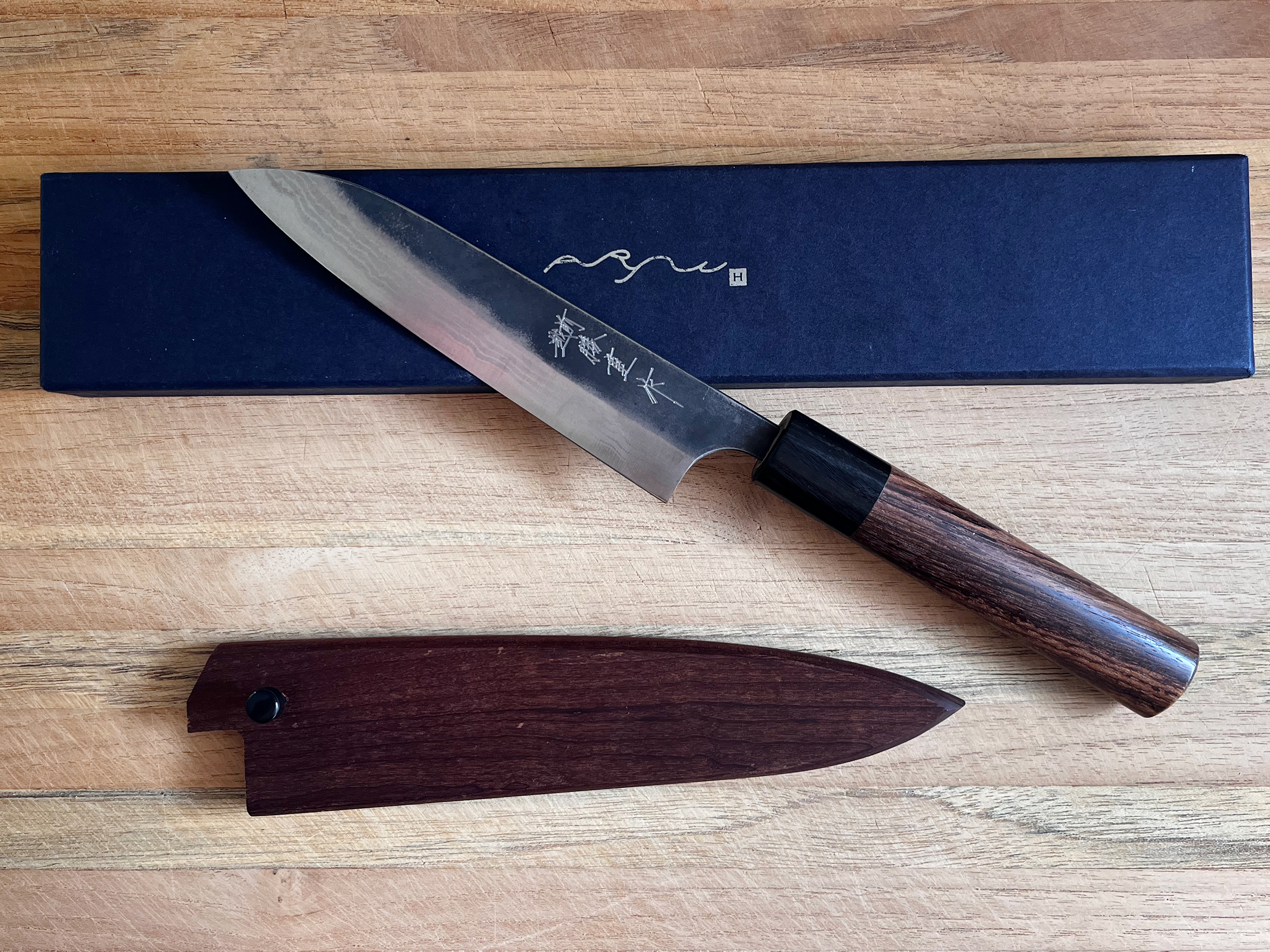 Anryu RARE Signed White #2 KU Dam Petty 130mm Saya BNIB Japanese Chef's ...