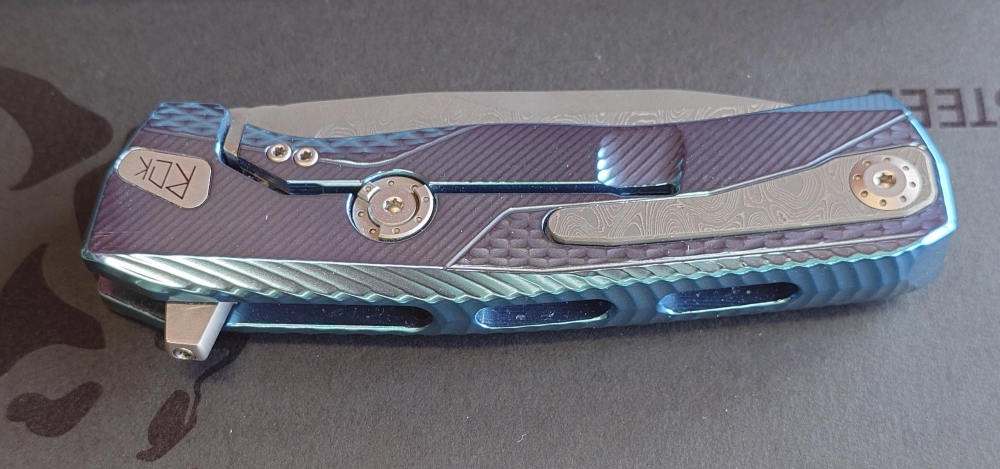 Lionsteel ROK Damascus blue titanium 