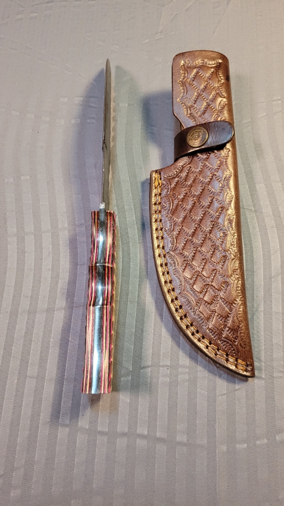 Damascus Steel Fixed Blade W/Sheath 
