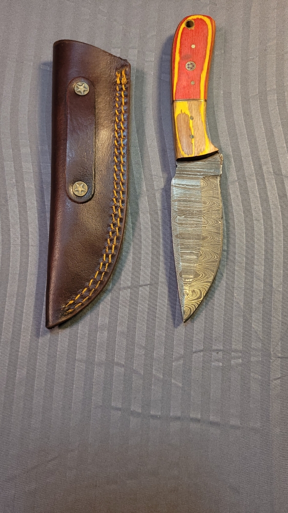 Damascus Steel Fixed Blade W/Sheath 