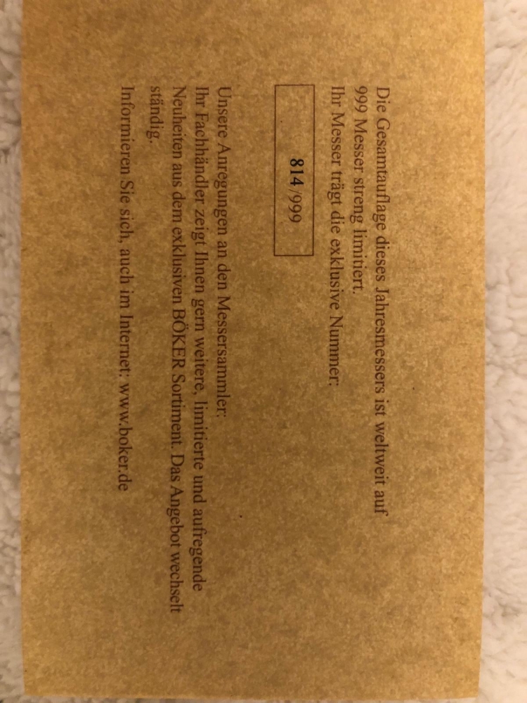 Boker 2006 Damascus collector's folding knife, new in wood box with certificate. BO-2006DF