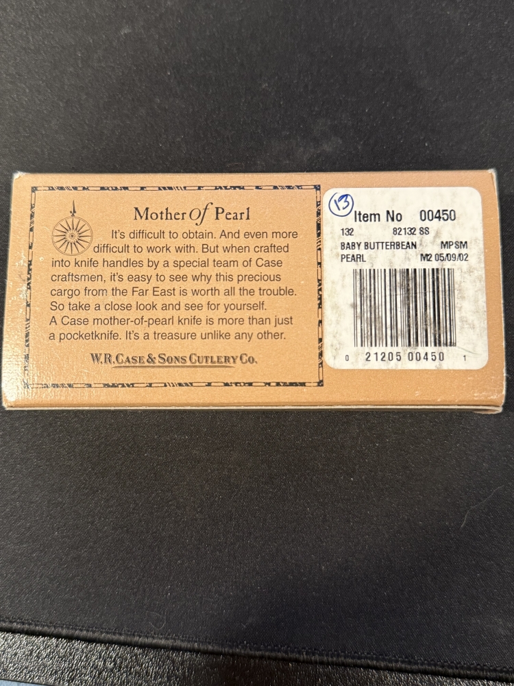 Case XX Baby Butterbean Knife Mother of Pearl 82132 SS 00450 USA w/ Box 2002