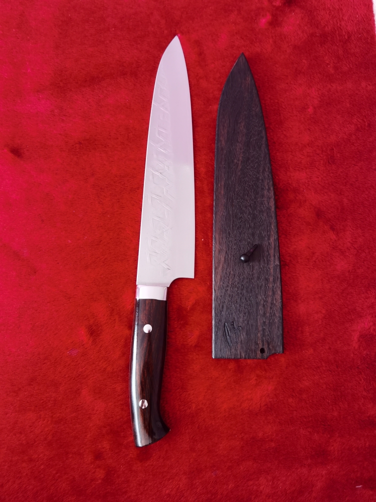 Takeshi Saji SRS13 Ironwood Gyuto 240mm with Saya Yu Kurosaki 240mm walnut wood and pin