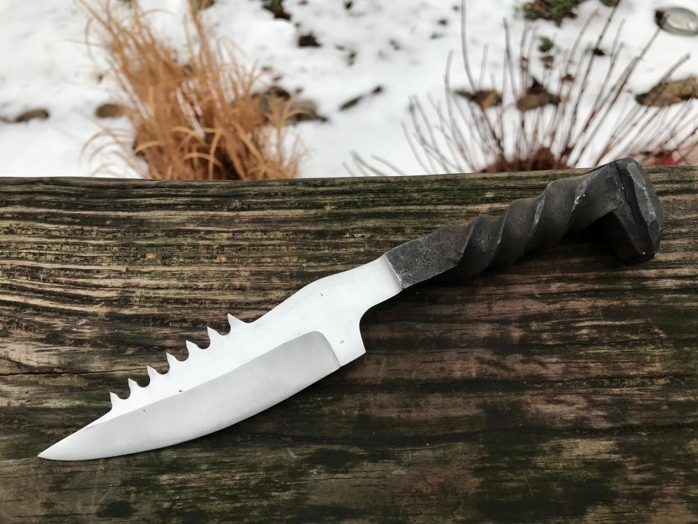 Serrated Hand Forged Railroad Spike Knife