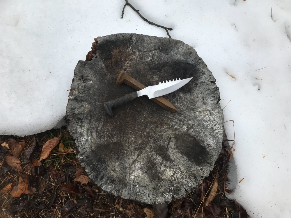 Serrated Hand Forged Railroad Spike Knife