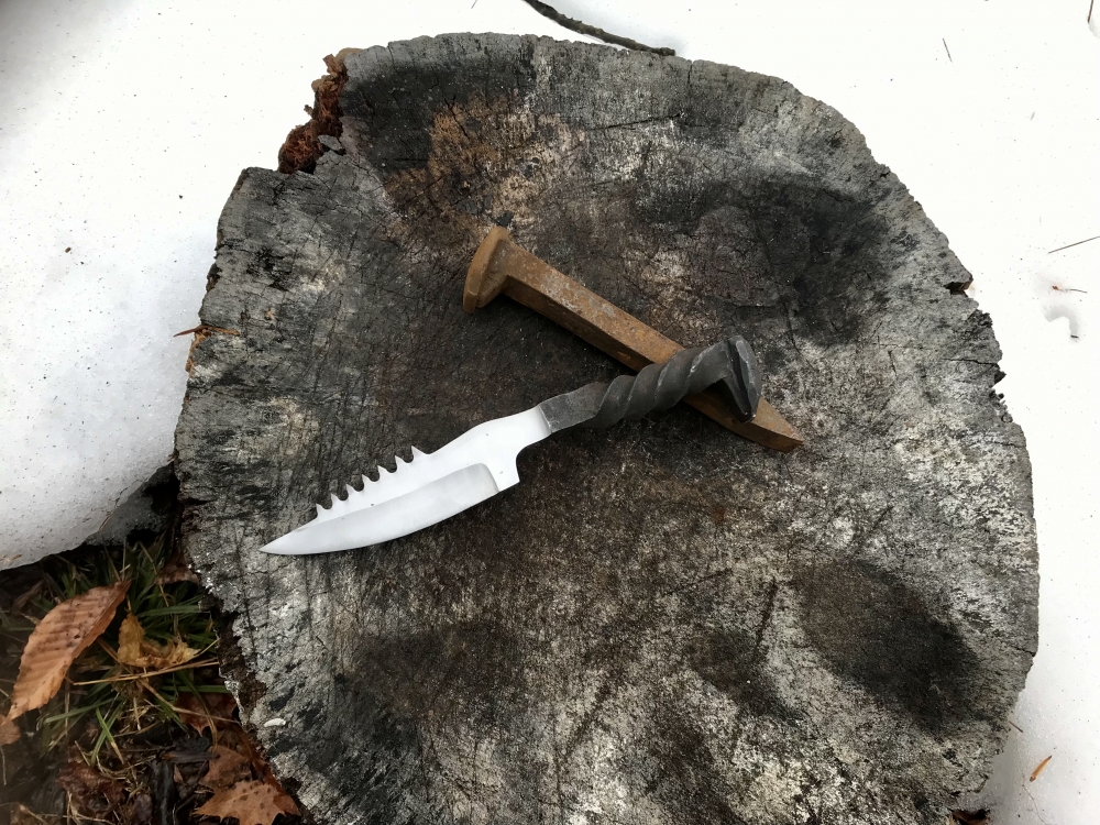 Serrated Hand Forged Railroad Spike Knife