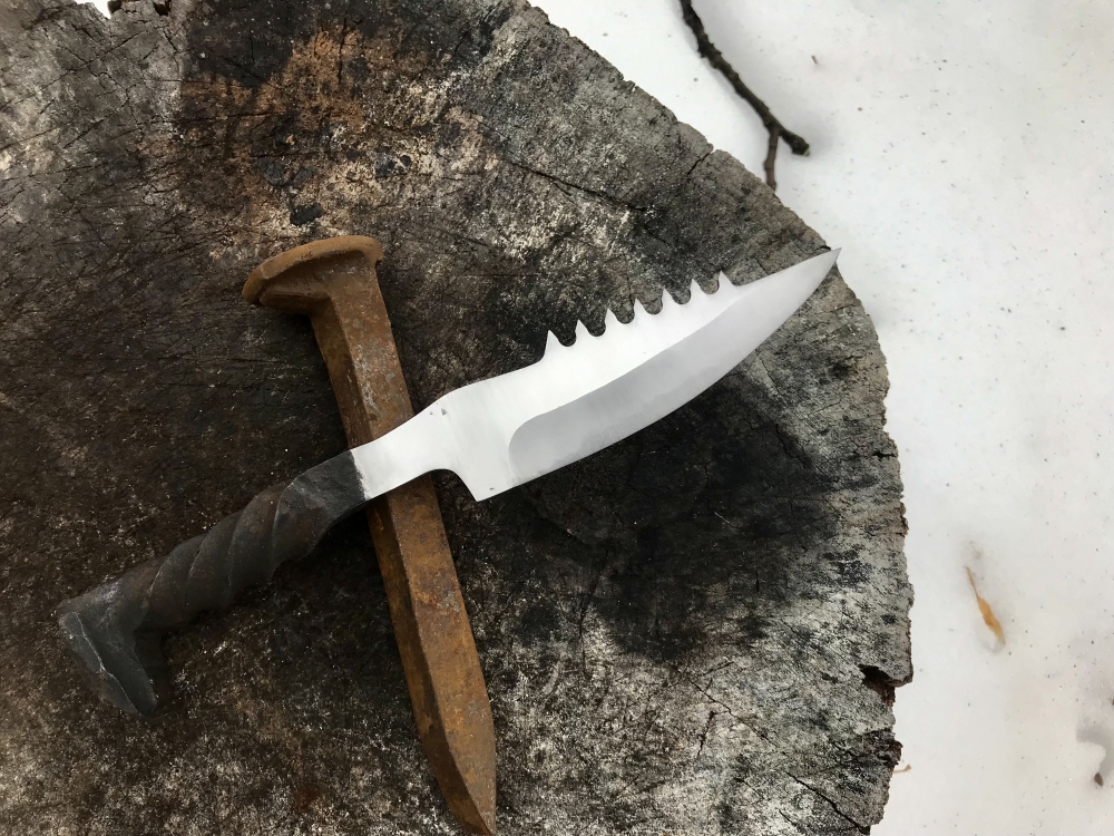 Serrated Hand Forged Railroad Spike Knife