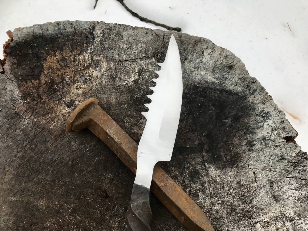 Serrated Hand Forged Railroad Spike Knife
