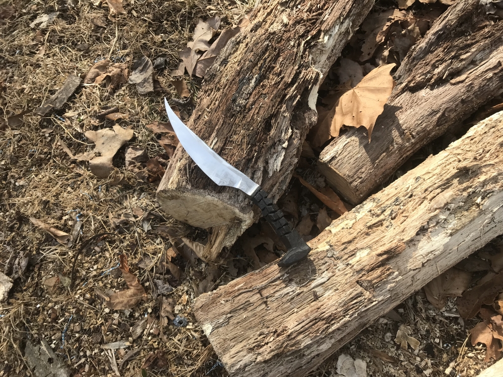 Handmade Filet Knife 4.75” Trailing Point Blade - Hand Forged From Railroad Spike