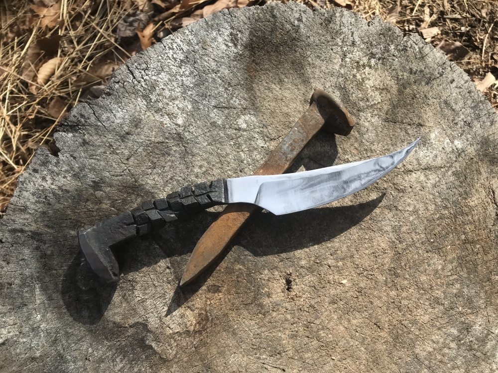 Handmade Filet Knife 4.75” Trailing Point Blade - Hand Forged From Railroad Spike