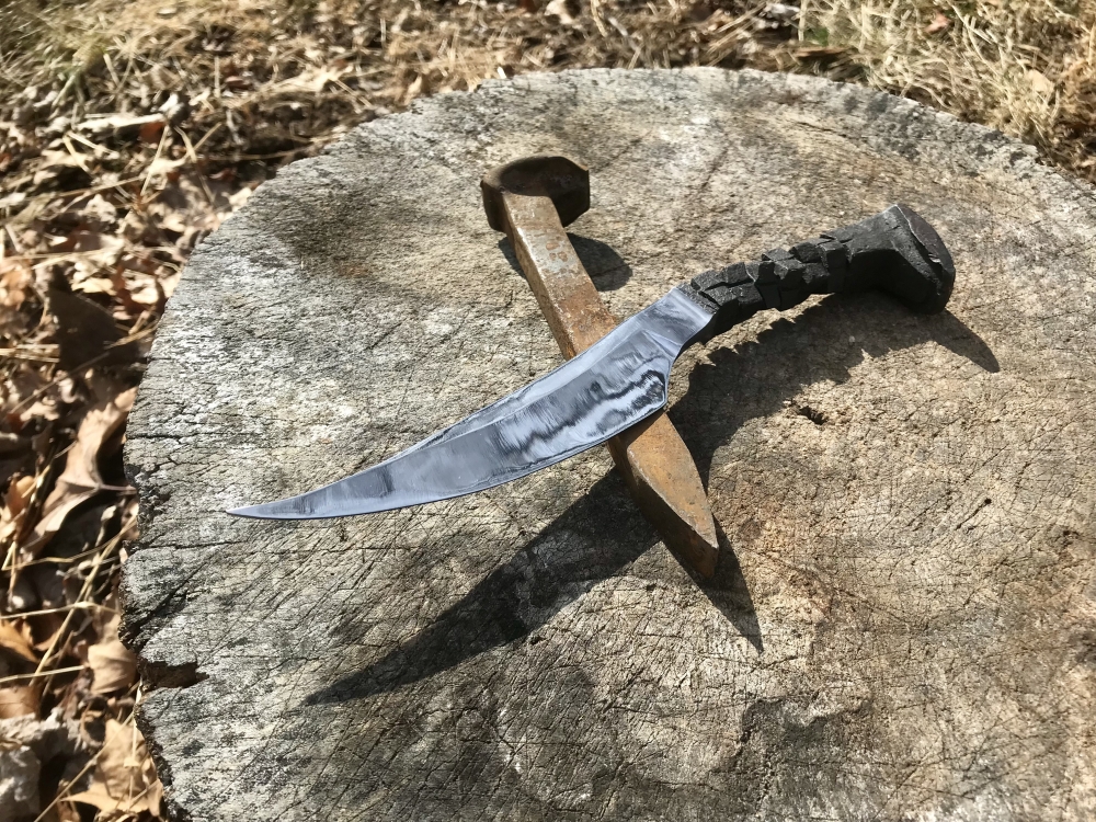 Handmade Filet Knife 4.75” Trailing Point Blade - Hand Forged From Railroad Spike