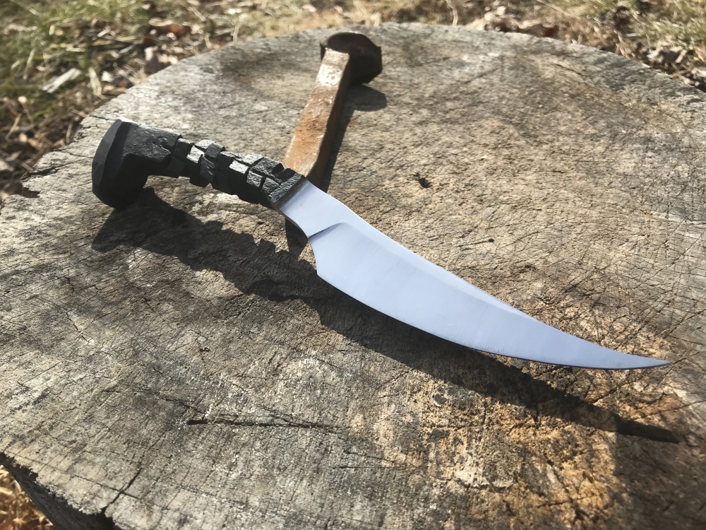 Handmade Filet Knife 4.75” Trailing Point Blade - Hand Forged From Railroad Spike