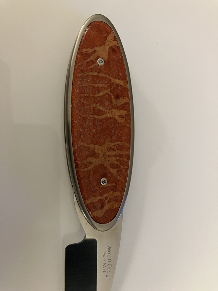 Limited Edition Klötzli Wimpff 07 folding knife with titanium knife-body and red apple coral inlay, never used or carried.