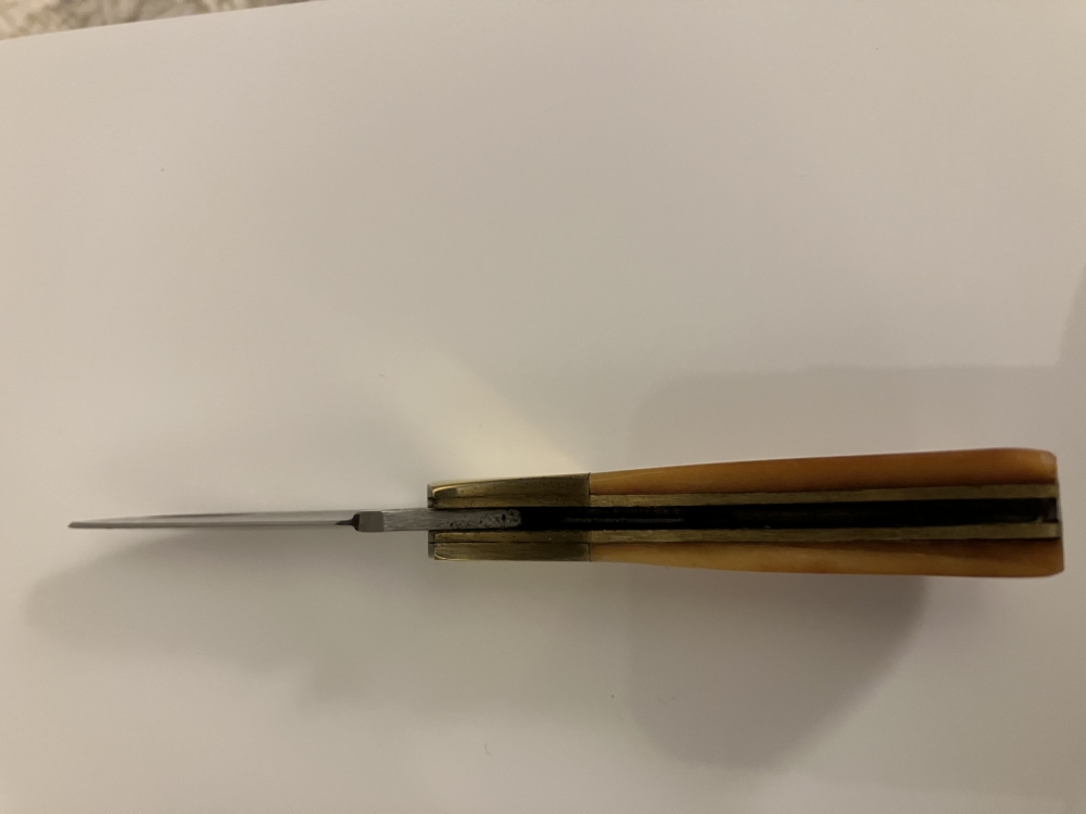 Colonel Littleton USA Vintage Mini Single Lock Blade Firefox #1 Pocket Knife With Amber Bone Handle. Never used or carried. 