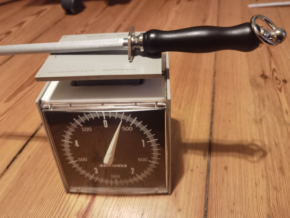 Brandnew, Vintage F. Dick Sharpening Steel/honing rod, Made in Germany, w. SAPPHIRE TRAIN, 