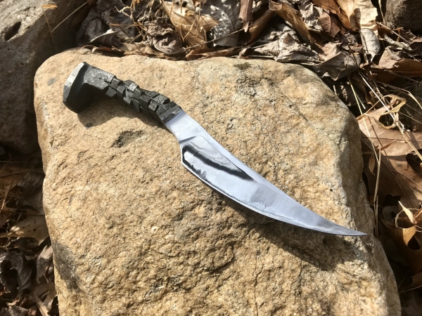 Handmade Filet Knife 4.75” Trailing Point Blade - Hand Forged From Railroad Spike
