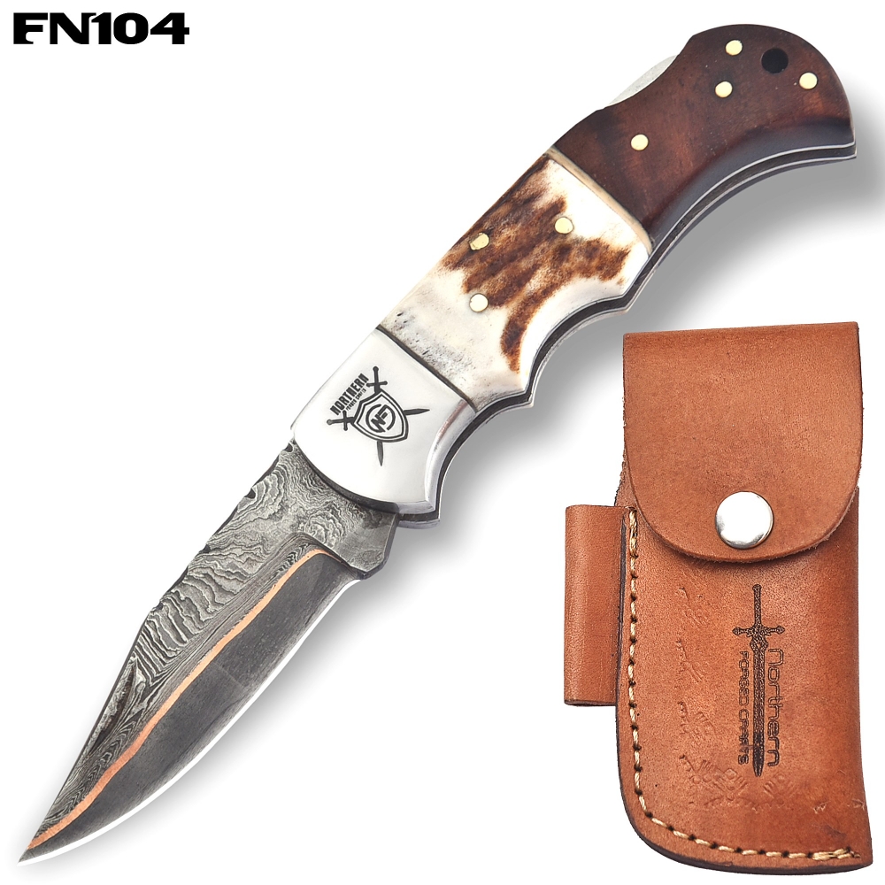 Handcrafted Damascus Copper Knife – Premium Masterpiece with Sheath & Sharpener