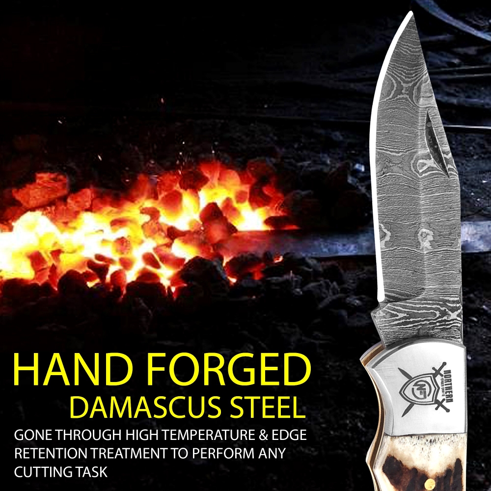 Handcrafted Damascus Copper Knife – Premium Masterpiece with Sheath & Sharpener