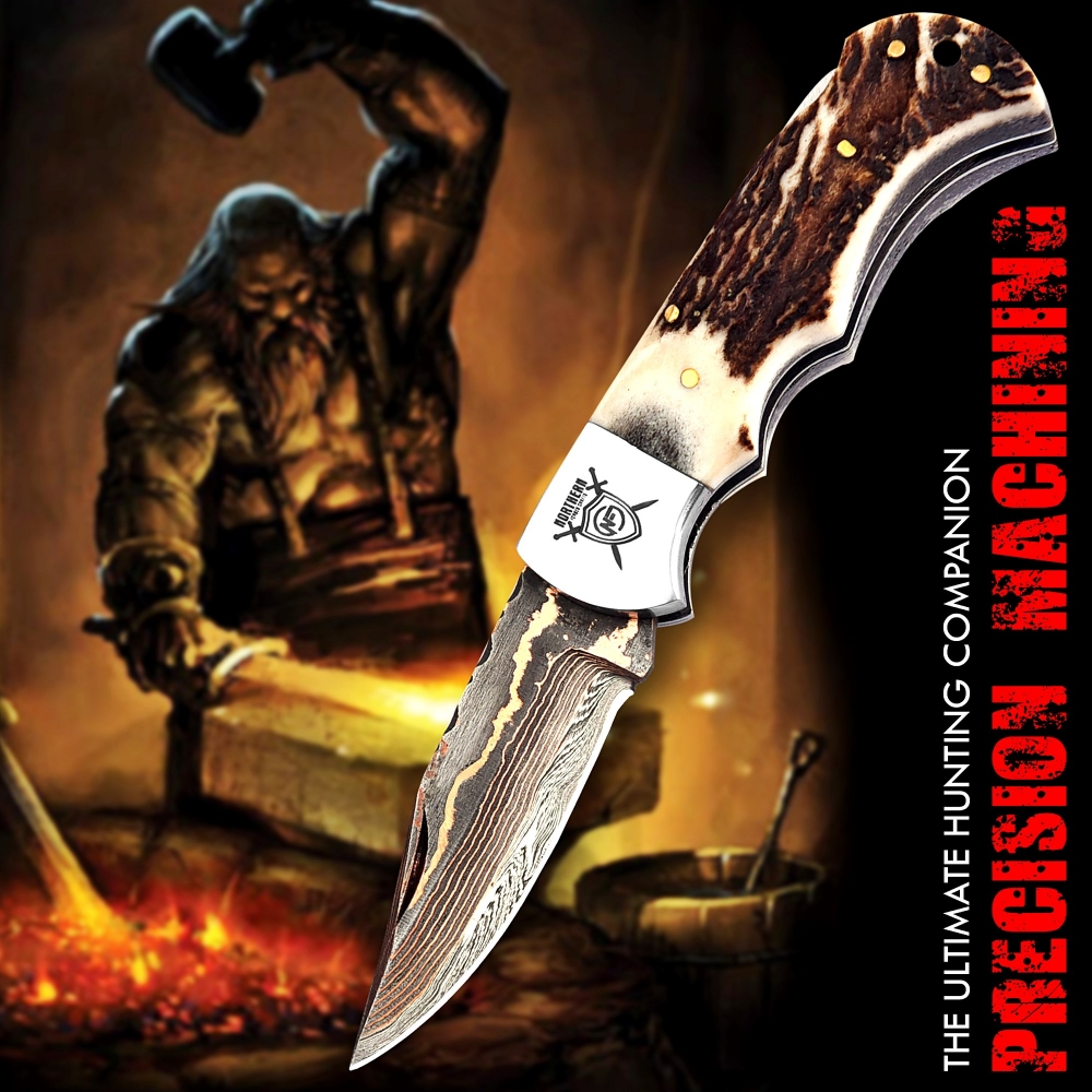 Handcrafted Damascus Copper Knife – Premium Blade with Sheath & Sharpener