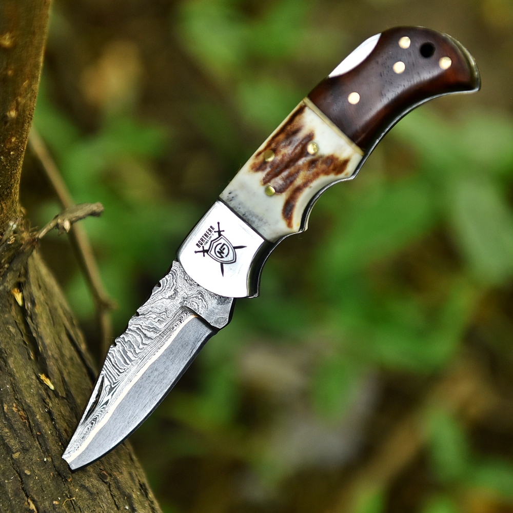 Handcrafted Damascus Copper Knife – Premium Masterpiece with Sheath & Sharpener