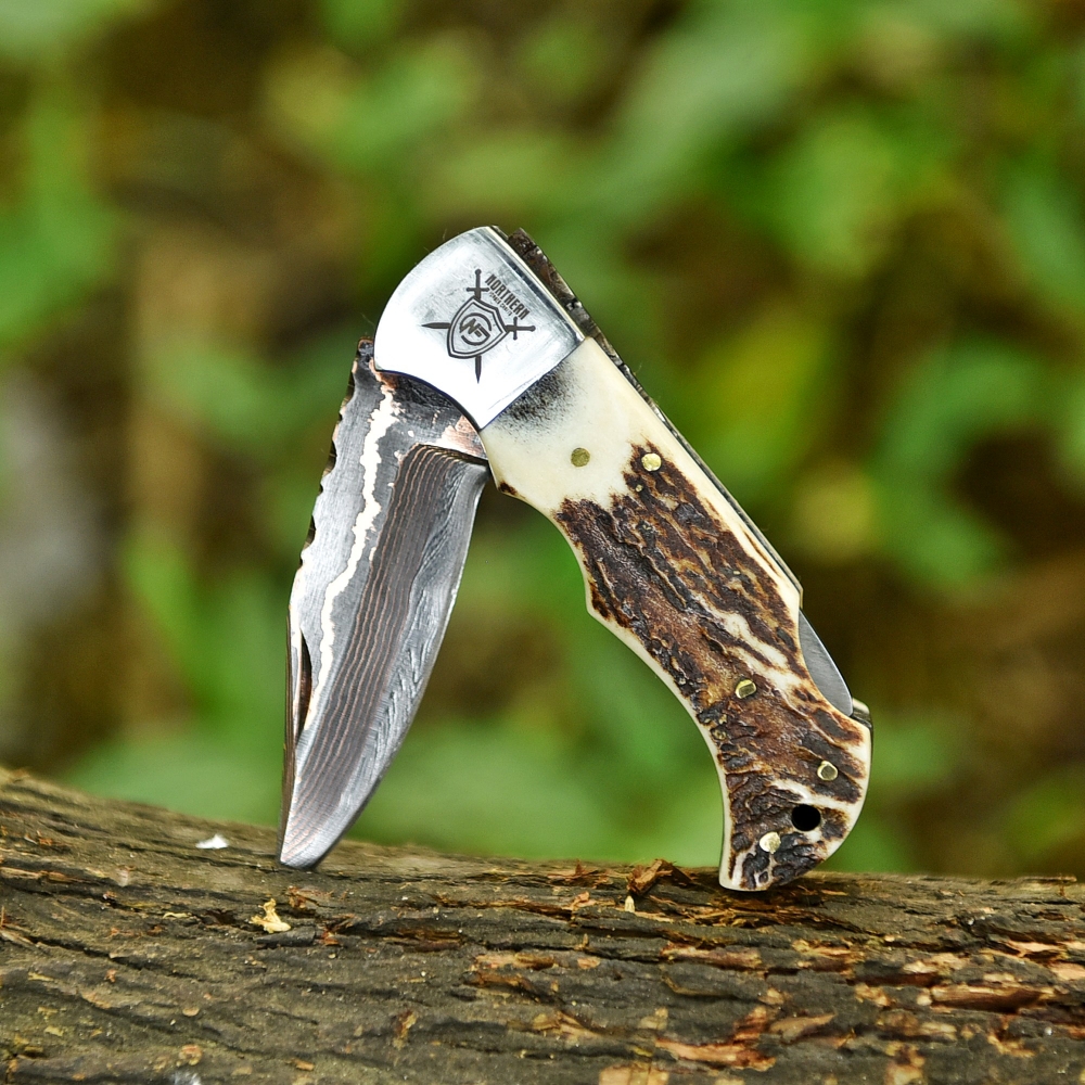 Handcrafted Damascus Copper Knife – Premium Blade with Sheath & Sharpener