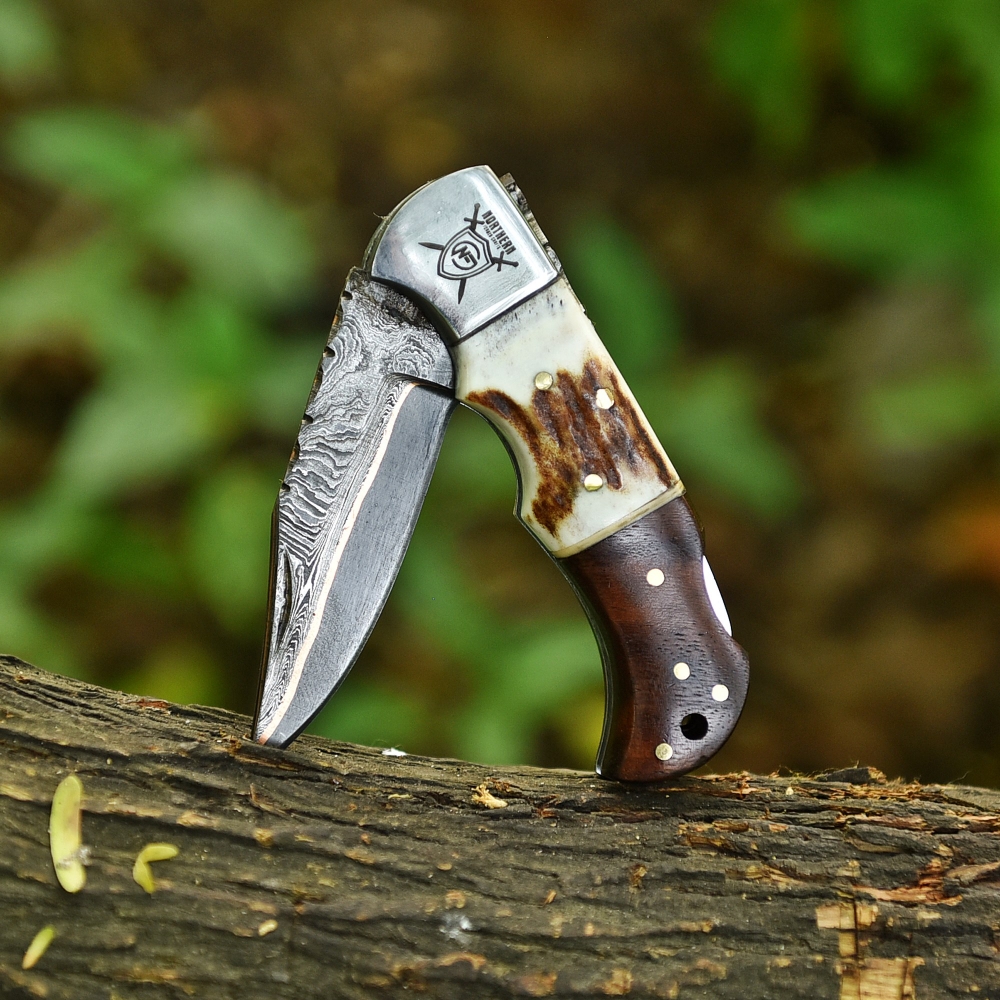 Handcrafted Damascus Copper Knife – Premium Masterpiece with Sheath & Sharpener