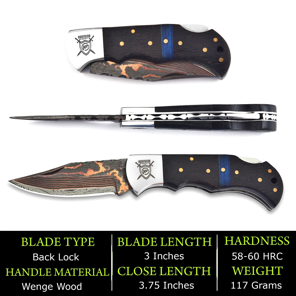 Damascus & Copper Fusion Knife I The Masterpiece with Leather Sheath & Sharpener