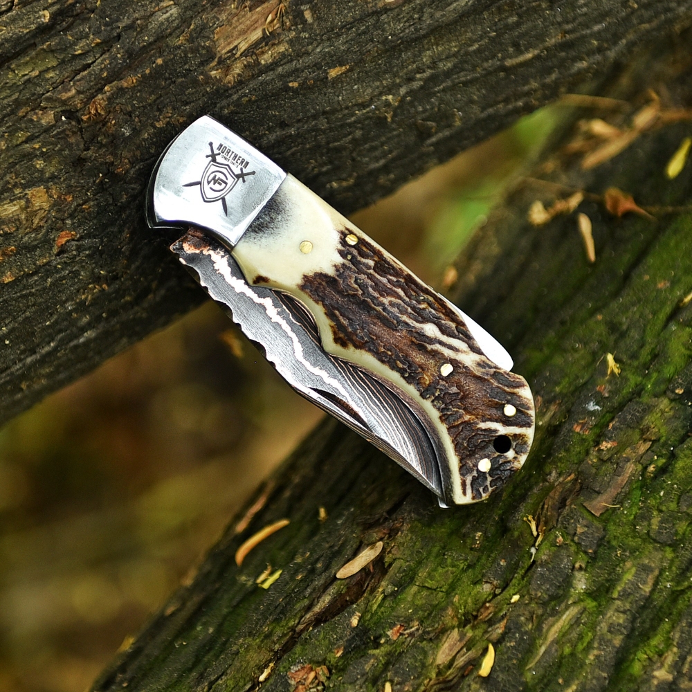 Handcrafted Damascus Copper Knife – Premium Blade with Sheath & Sharpener