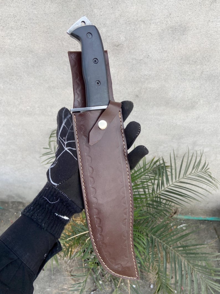 Handmade 5160 Spring Steel Hunting Predator Knife With Black Micarta Handle 