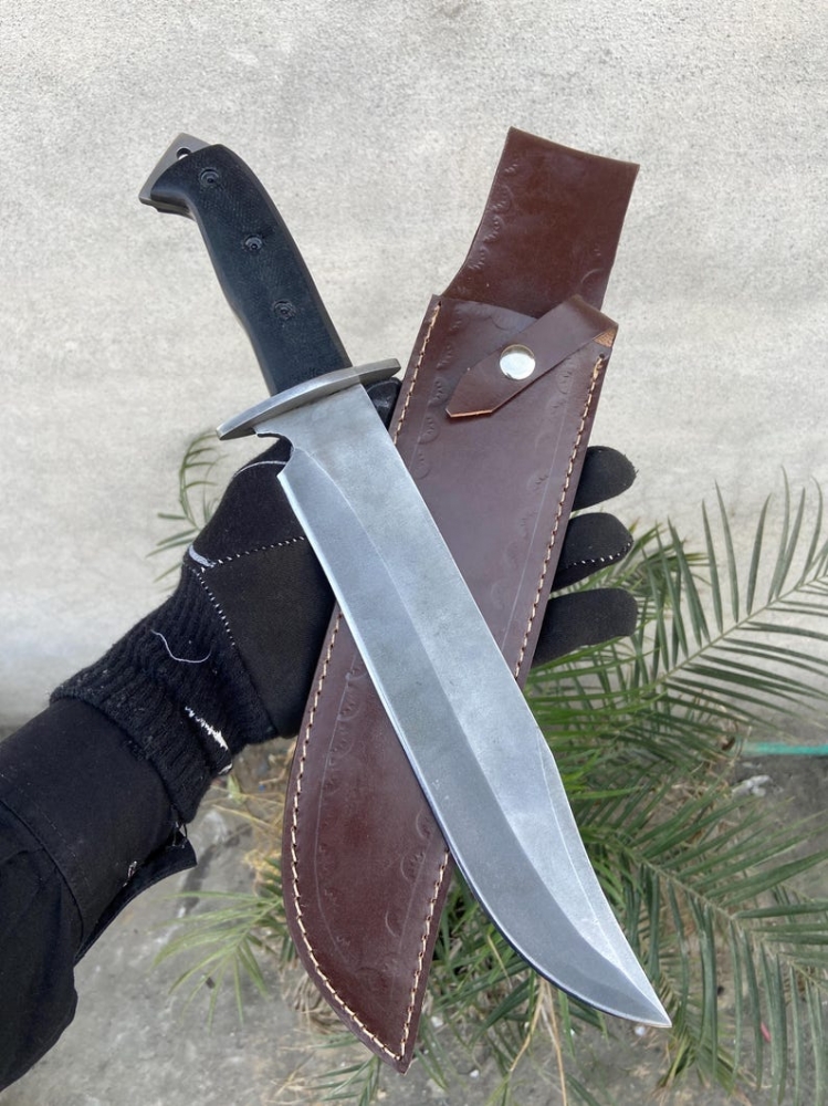 Handmade 5160 Spring Steel Hunting Predator Knife With Black Micarta Handle 