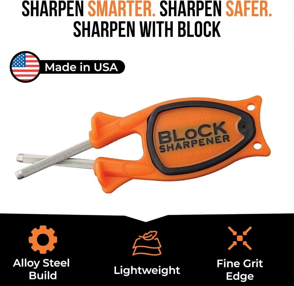 New patent hunting knife sharpener that relines and hones blades