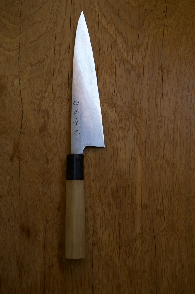 Shigeki Tanaka Gyuto 210mm AO2 Damascus Masamoto KS profile