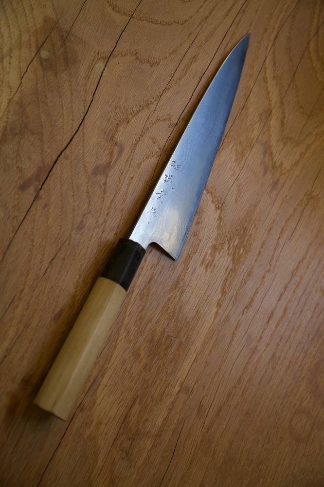 Shigeki Tanaka Gyuto 210mm AO2 Damascus Masamoto KS profile