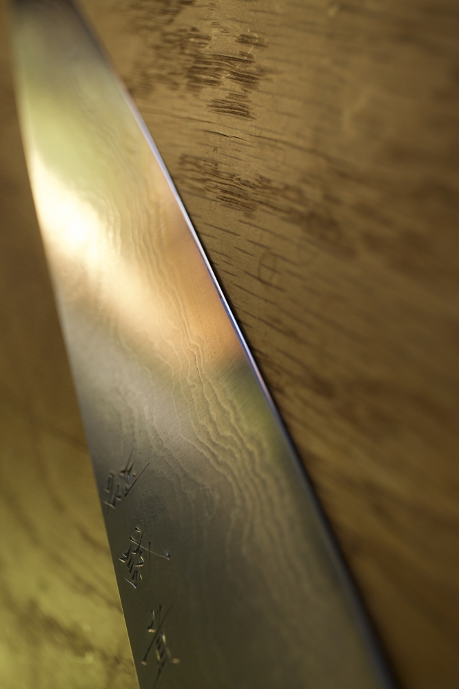 Shigeki Tanaka Gyuto 210mm AO2 Damascus Masamoto KS profile