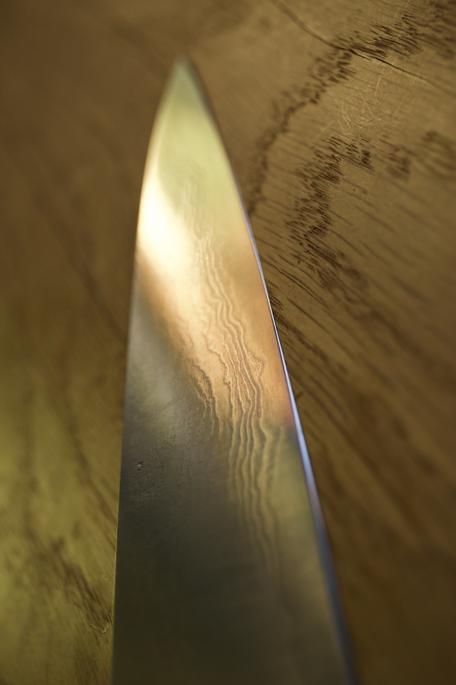 Shigeki Tanaka Gyuto 210mm AO2 Damascus Masamoto KS profile