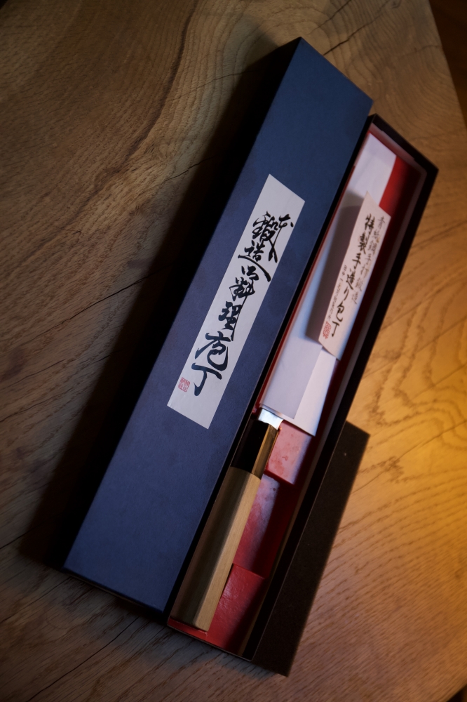 Shigeki Tanaka Gyuto 210mm AO2 Damascus Masamoto KS profile