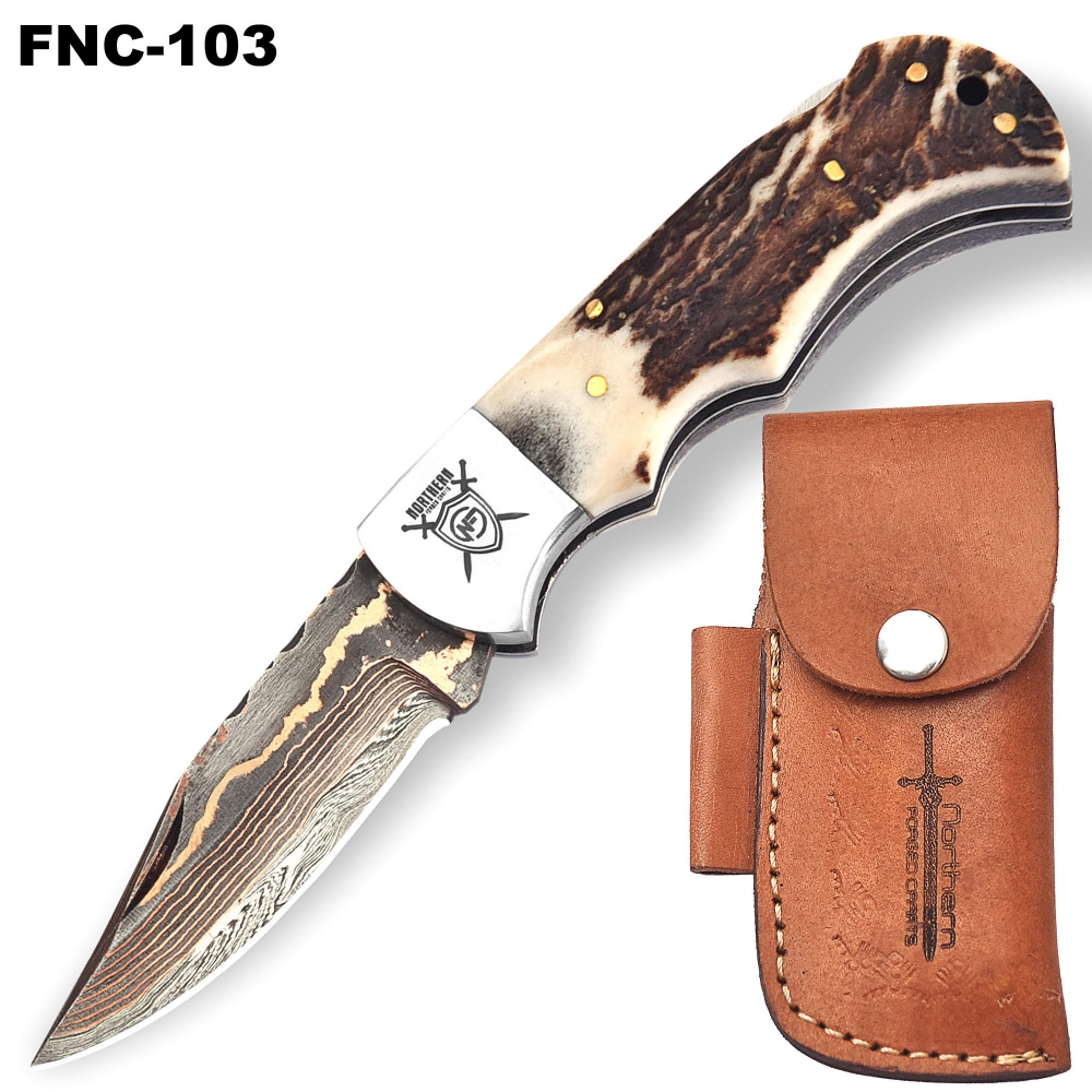 Handcrafted Damascus Copper Knife – Premium Blade with Sheath & Sharpener