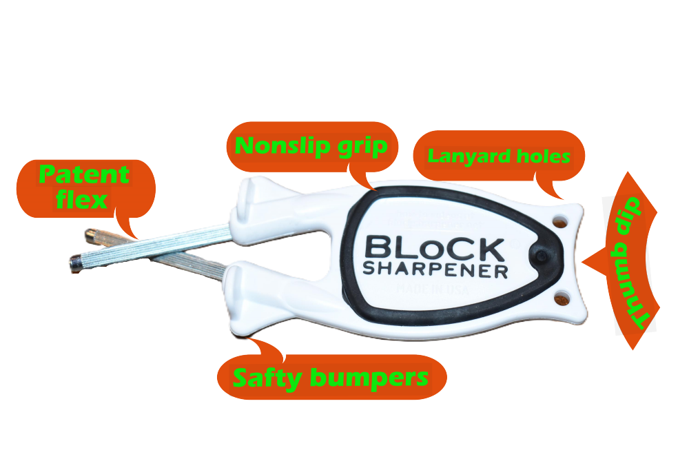 New patent Kitchen knife sharpener for home or on the go sharpening needs.