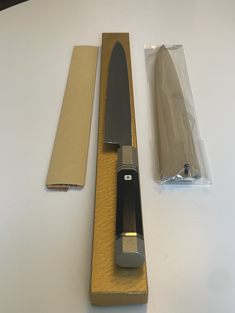 Yuzan 300mm Aoniko (Blue #2) Mizuhonyaki Yanagiba with Ebony Handle with Nickel Silver Bolster and Rings 