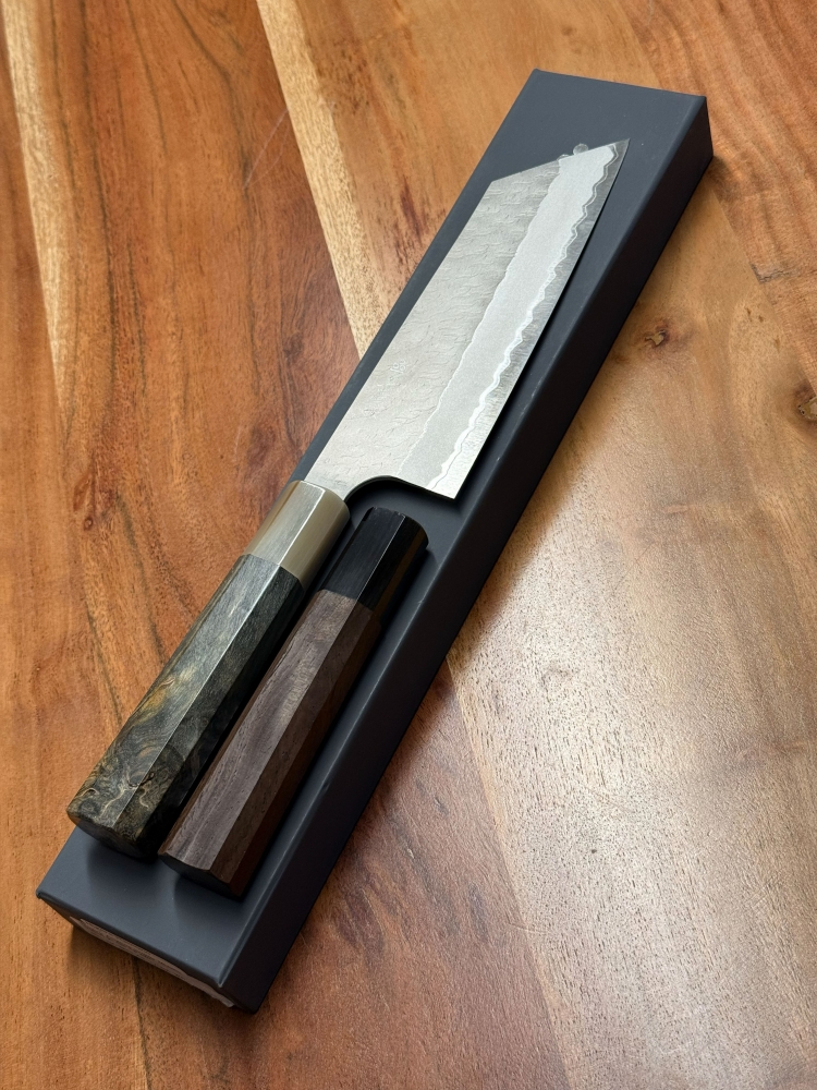 Nigara 180mm K-Tip Nakiri Aogami Super with custom handle