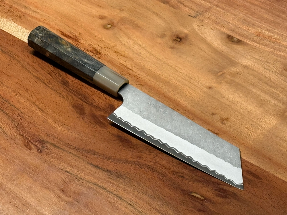 Nigara 180mm K-Tip Nakiri Aogami Super with custom handle