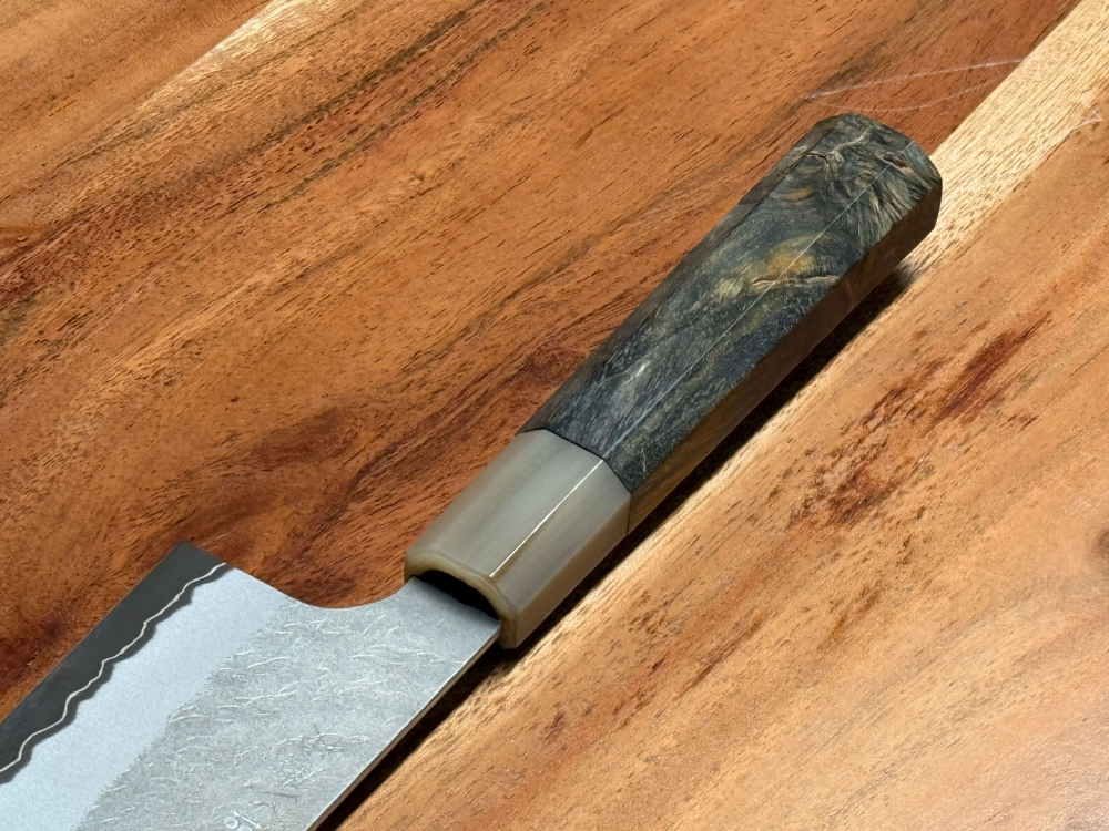 Nigara 180mm K-Tip Nakiri Aogami Super with custom handle