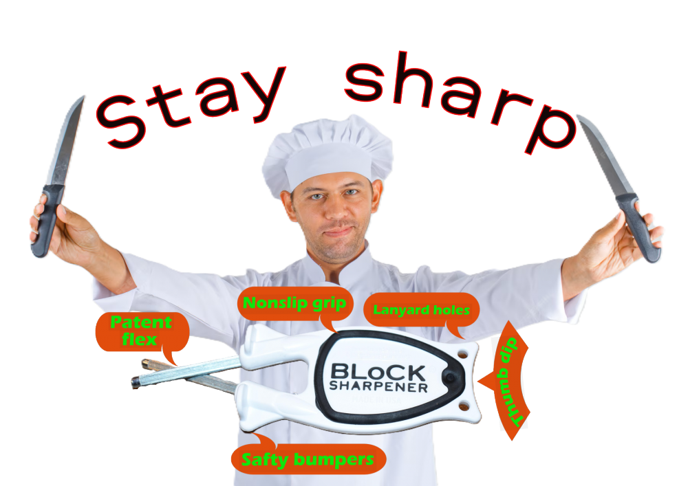 New patent Kitchen knife sharpener for home or on the go sharpening needs.