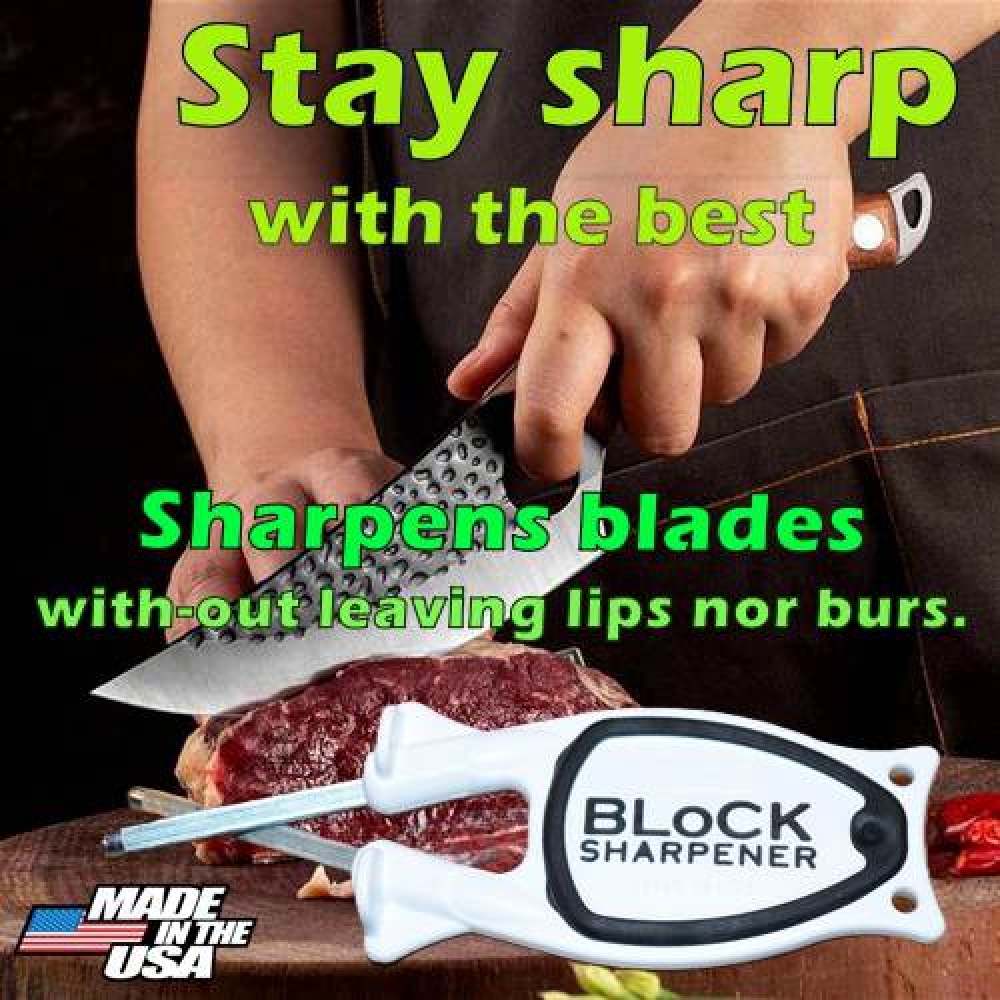 New patent Kitchen knife sharpener for home or on the go sharpening needs.