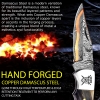 Damascus & Copper Fusion Knife I The Masterpiece with Leather Sheath & Sharpener