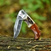 Premium Damascus Folding Knife – Handcrafted with Leather Sheath & Sharpener