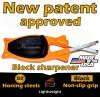 New patent hunting knife sharpener that relines and hones blades