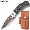 Damascus & Copper Fusion Knife I The Masterpiece with Leather Sheath & Sharpener